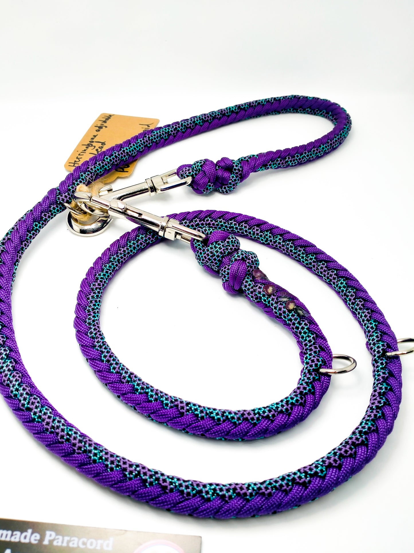 Adjustable Lead - Herringbone Kim & Milly's Cords 4 Paws Paracord Handmade Dog Accessories Customizable Made in Germany Shipping worldwide