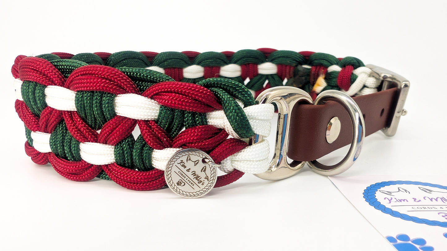 Pre-Made: Sadie's Posie, Xmas Colours 33-42cm Kim & Milly's Cords 4 Paws Paracord Handmade Dog Accessories Customizable Made in Germany Shipping worldwide