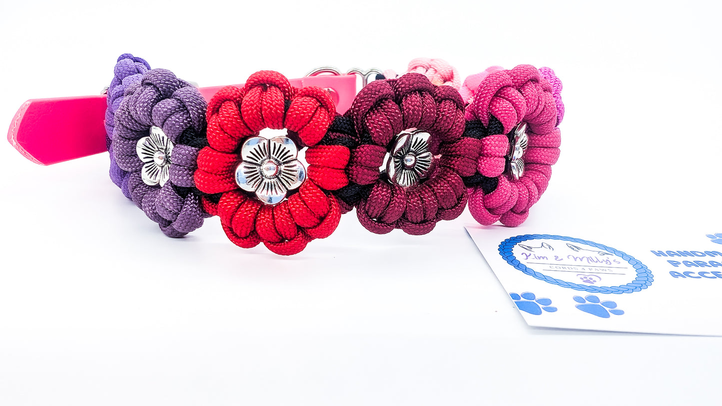 Pre Made: Kimmy's Blooms Collar, 33-41cm, Girls Colours Kim & Milly's Cords 4 Paws Paracord Handmade Dog Accessories Customizable Made in Germany Shipping worldwide