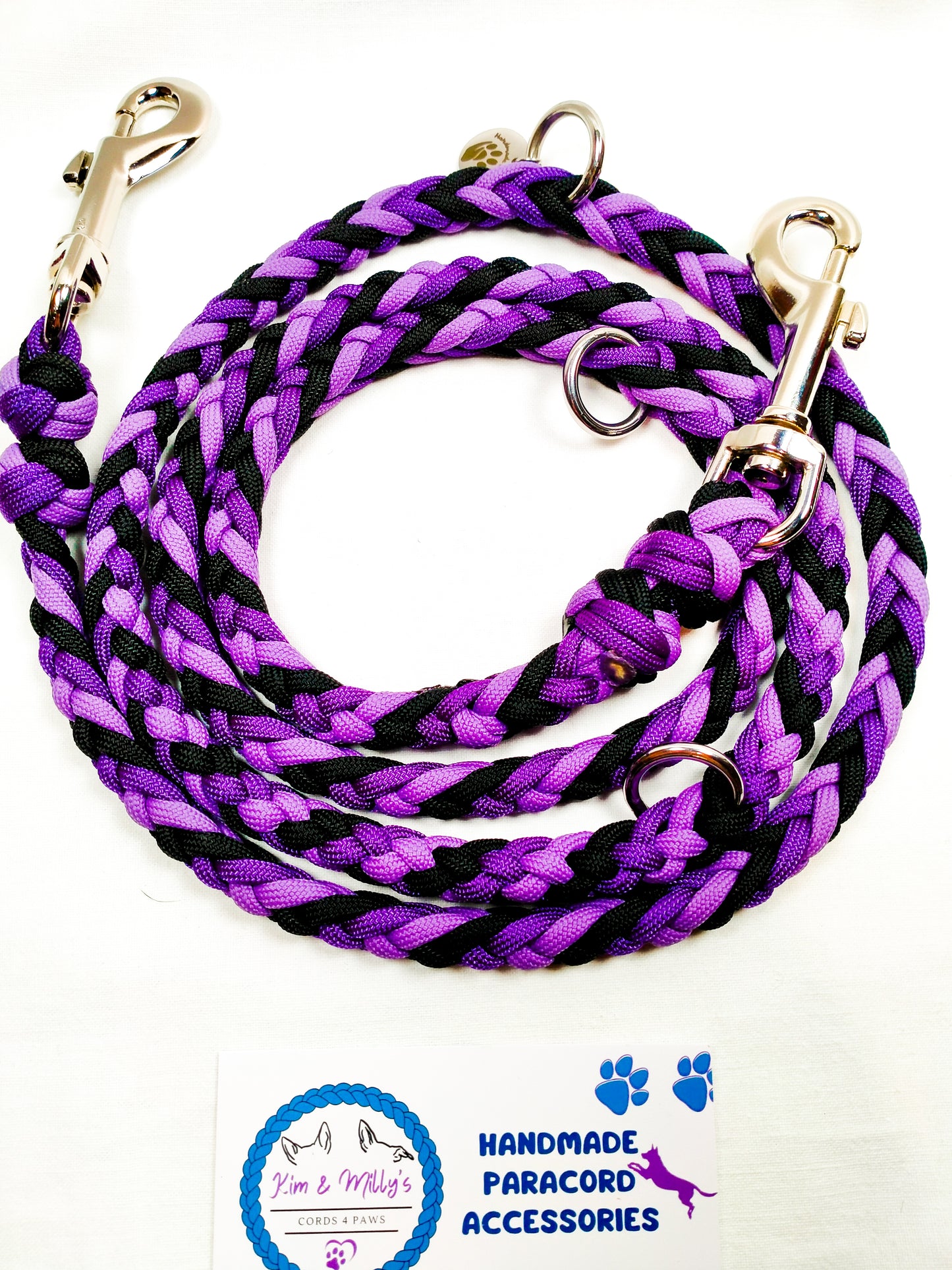 Pre Made: adjustable 6 Strand Half Round Braid Lead, Purple, Lilac, Black, 1.3m