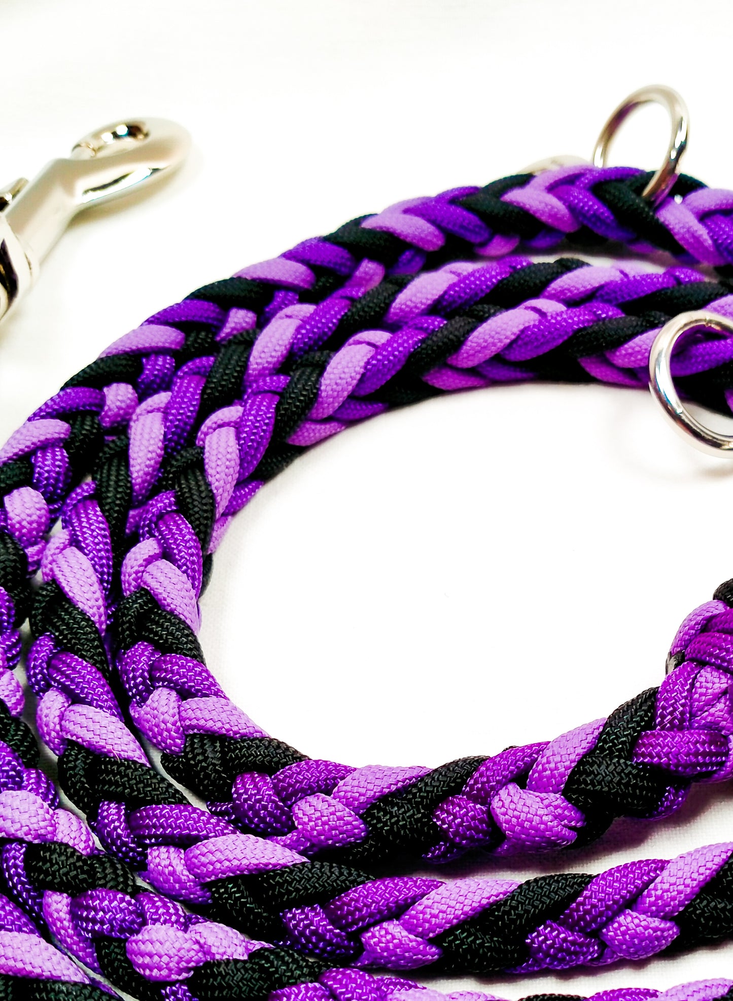 Pre Made: adjustable 6 Strand Half Round Braid Lead, Purple, Lilac, Black, 1.3m