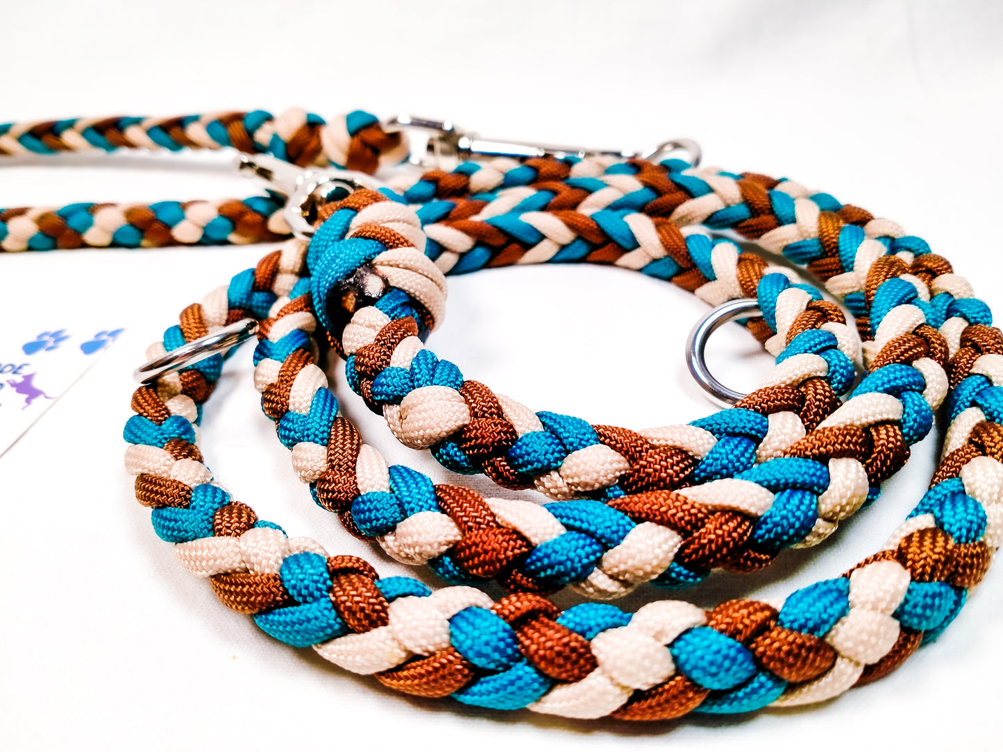 Vorgefertigter Artikel: verstellbare 6 Strand Round Braid Leine, Tan, Chocolate Brown, Teal, 1,25 m