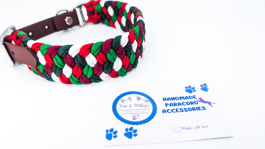 Pre-Made: Milly's Rainbow, Xmas Colours 31-39cm Kim & Milly's Cords 4 Paws Paracord Handmade Dog Accessories Customizable Made in Germany Shipping worldwide