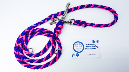 Pre Made Lead: 6 Strand adjustable Lead, 1.30m Kim & Milly's Cords 4 Paws Paracord Handmade Dog Accessories Customizable Made in Germany Shipping worldwide