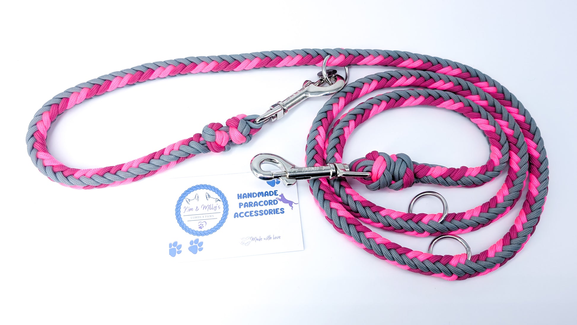 Pre Made Lead: Herringbone Adjustable Lead, 1.50m Kim & Milly's Cords 4 Paws Paracord Handmade Dog Accessories Customizable Made in Germany Shipping worldwide