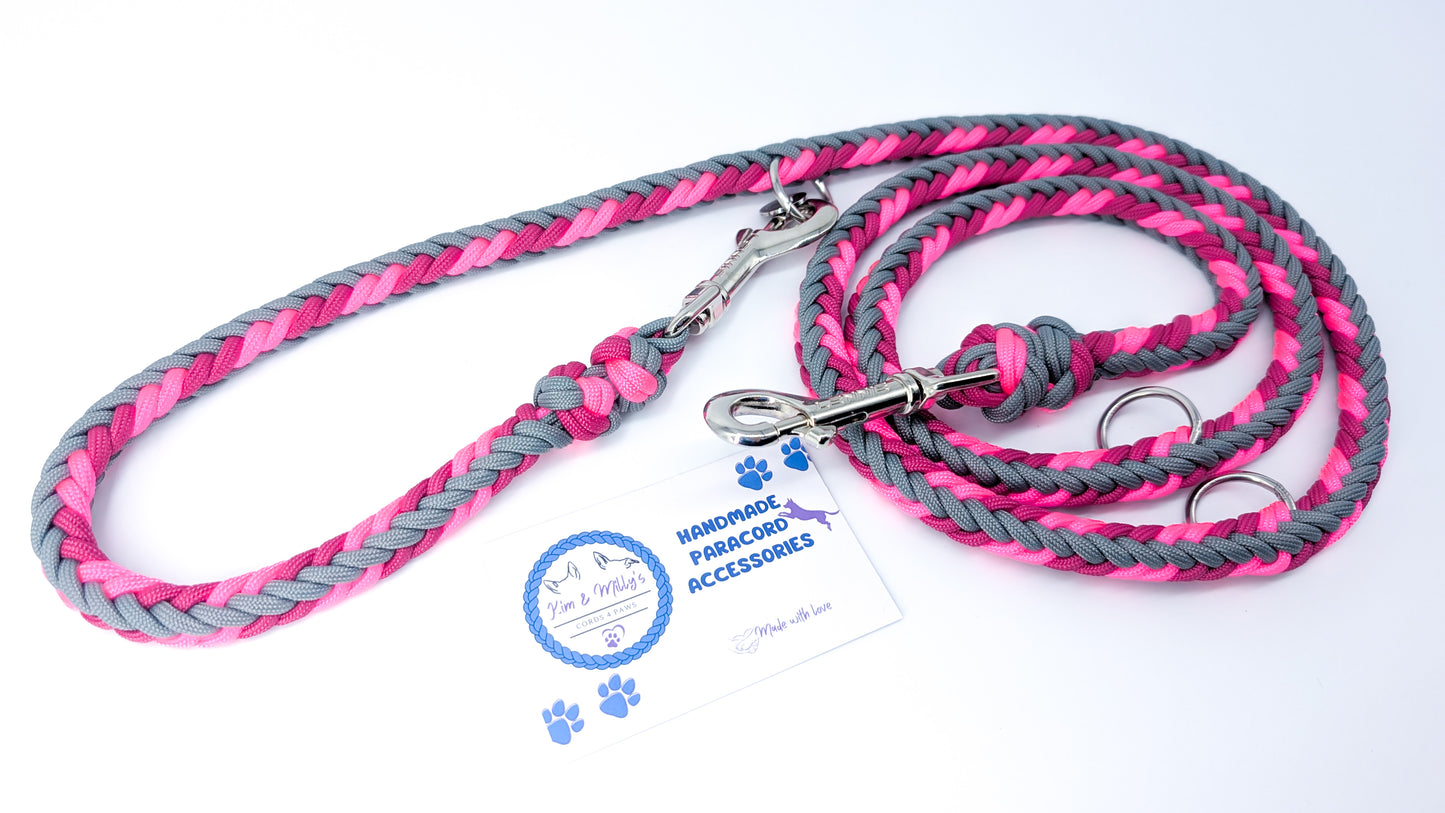 Pre Made Lead: Herringbone Adjustable Lead, 1.50m Kim & Milly's Cords 4 Paws Paracord Handmade Dog Accessories Customizable Made in Germany Shipping worldwide