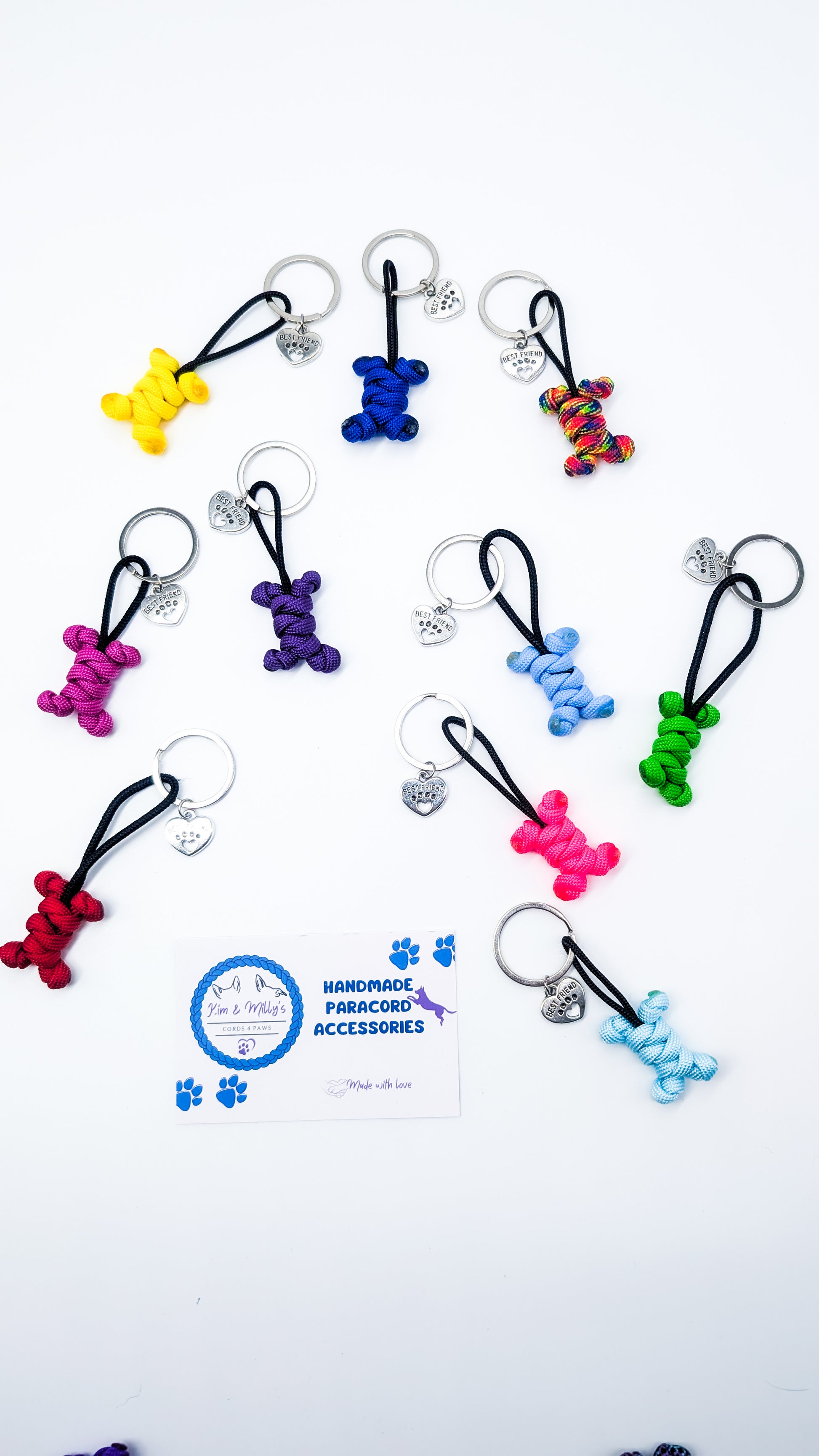Key Chain - Little Bones Charms cords4paws Paracord Handmade Dog Accessories Customizable Made in Germany Shipping worldwide