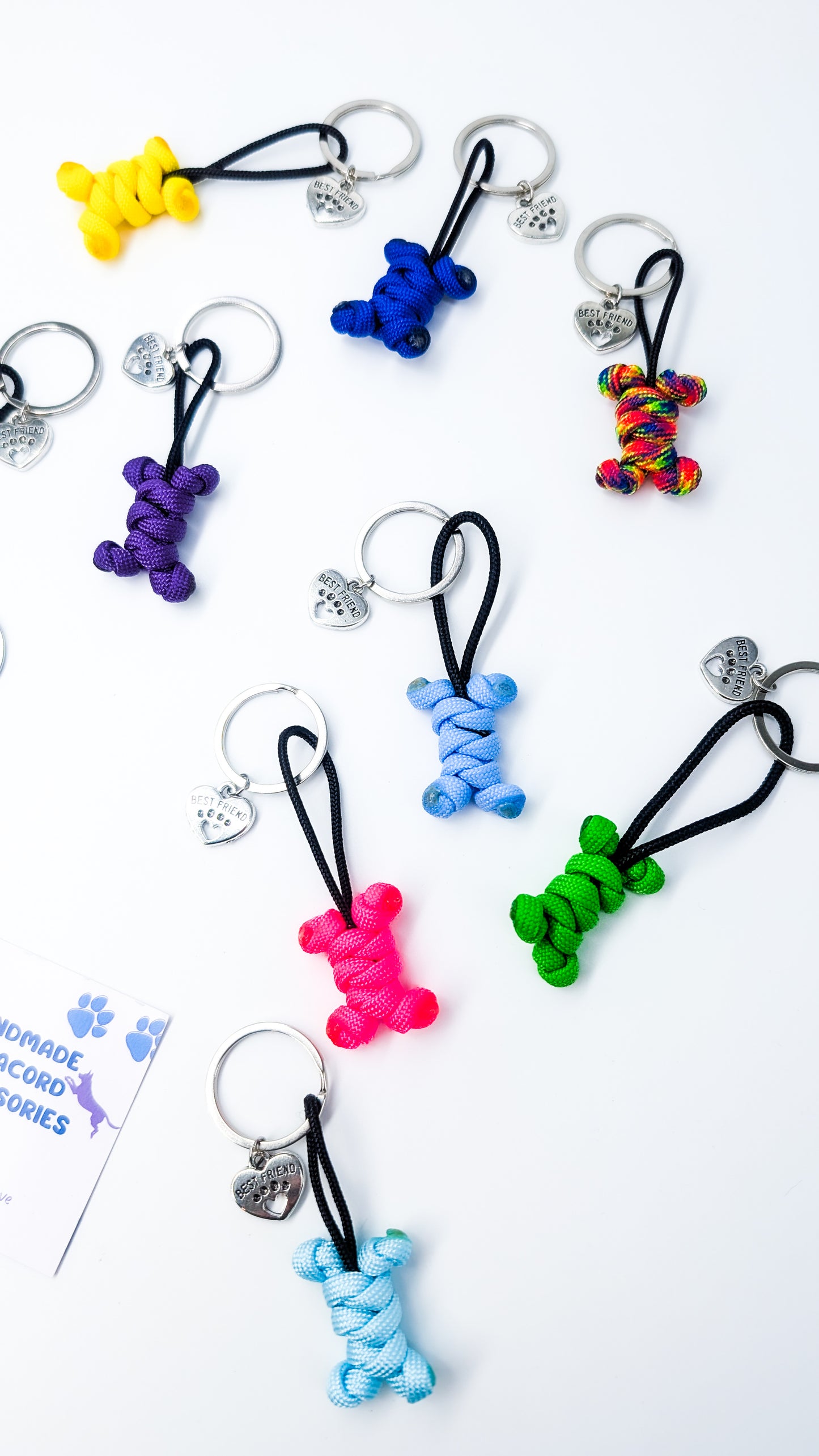 Key Chain - Little Bones Charms cords4paws Paracord Handmade Dog Accessories Customizable Made in Germany Shipping worldwide