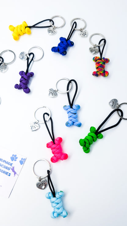 Key Chain - Little Bones Charms cords4paws Paracord Handmade Dog Accessories Customizable Made in Germany Shipping worldwide