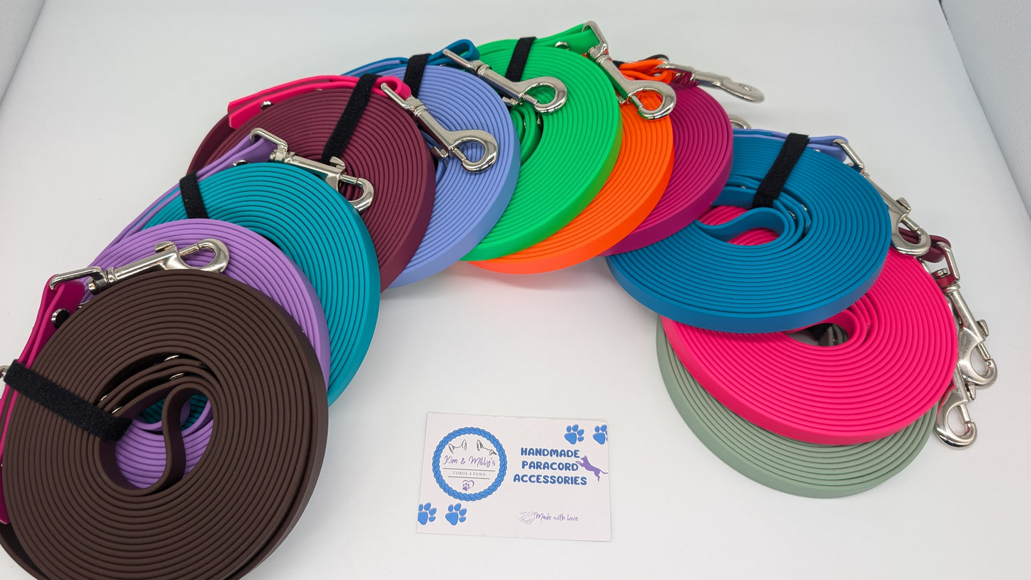 Pre-Made 5m BioThane Long Lines Kim & Milly's Cords 4 Paws Paracord Handmade Dog Accessories Customizable Made in Germany Shipping worldwide