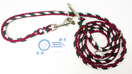 Pre-Made: Herringbone Lead. Xmas Colours, 1.85m Kim & Milly's Cords 4 Paws Paracord Handmade Dog Accessories Customizable Made in Germany Shipping worldwide