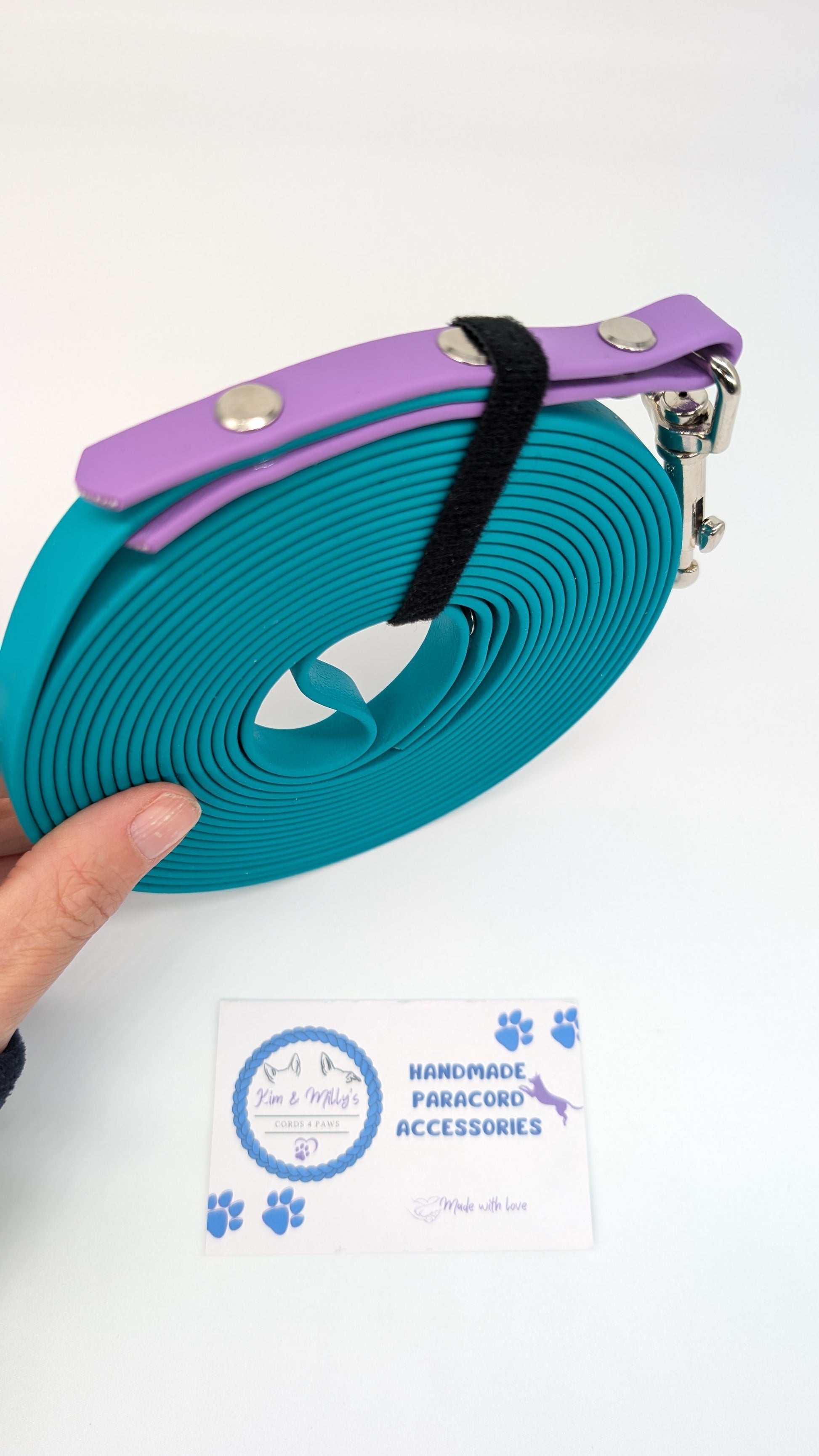 Pre-Made 5m BioThane Long Lines Petrol Kim & Milly's Cords 4 Paws Paracord Handmade Dog Accessories Customizable Made in Germany Shipping worldwide