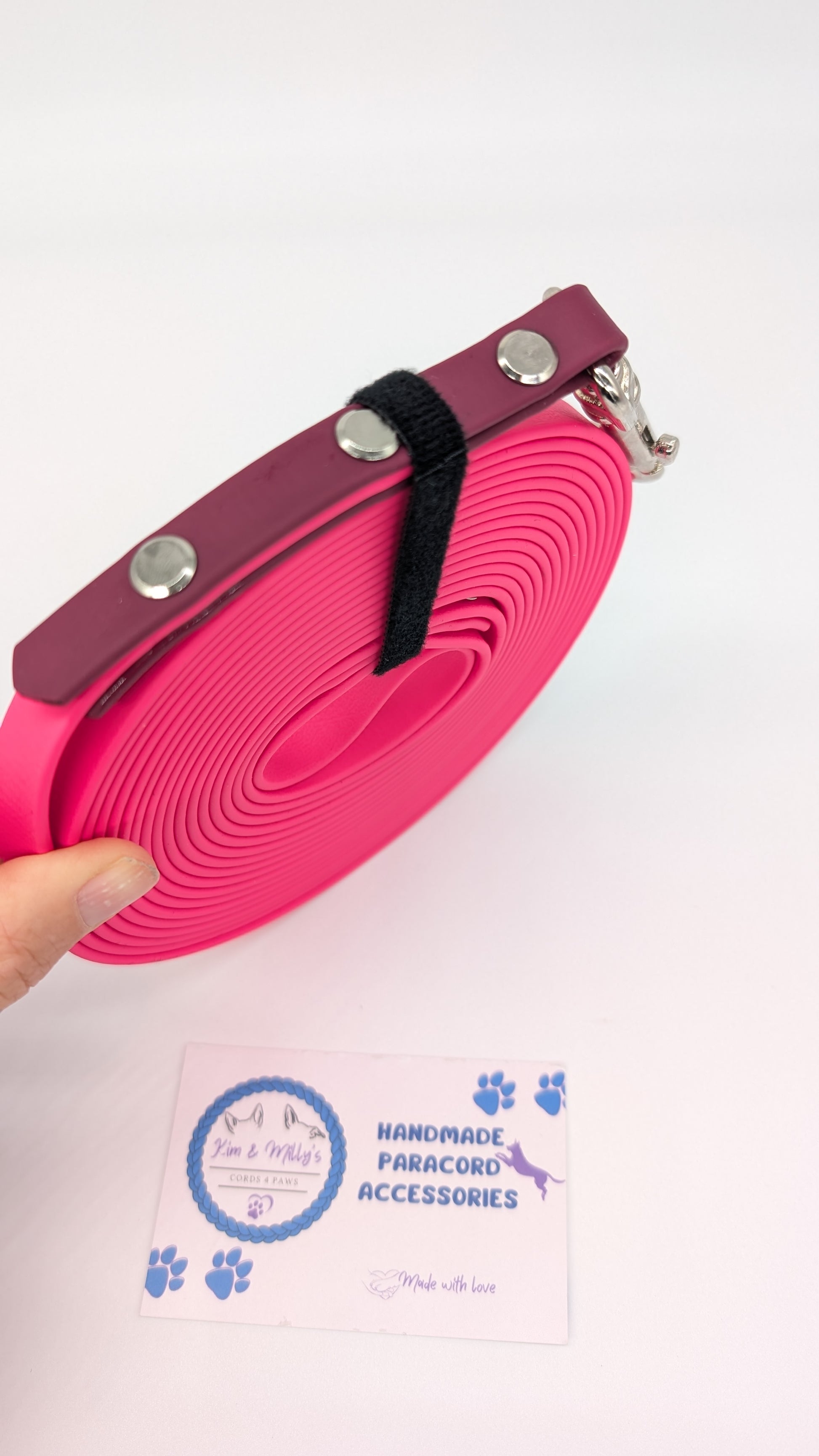 Pre-Made 5m BioThane Long Lines Magenta Kim & Milly's Cords 4 Paws Paracord Handmade Dog Accessories Customizable Made in Germany Shipping worldwide